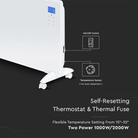 Glasflächenheizung - Elektrischer Heizer - Flächenheizer - Tragbarer Heizer - Display-Heizung - Weiß