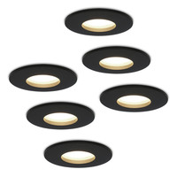 Set of 6 dimmable LED downlights Porto 6.5 Watt 4000K spot IP44 Black