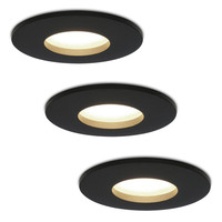 Set van 3 stuks dimbare LED inbouwspots Porto met 5 Watt 4000K spot IP44 Zwart