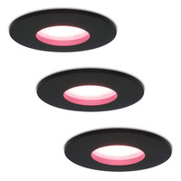 Set of 3 smart WiFi dimmable RGBWW LED recessed spotlights Porto black 5,5 Watt IP44