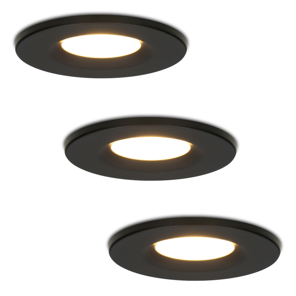 3 Stück Schwarz Watt LED Venezia Dimmbarer Einbaustrahler 2700K 6