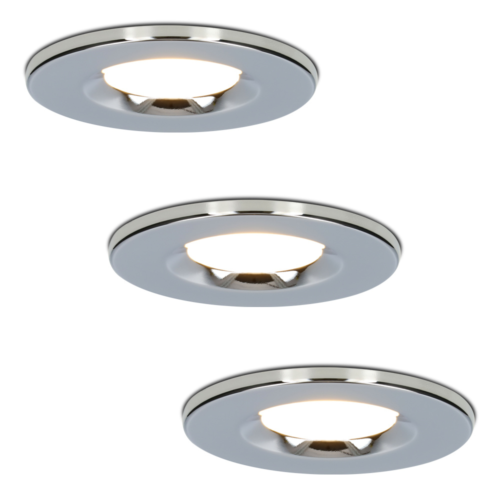 Hoftronic Set van 3 stuks Dimbare LED inbouwspot chroom Venezia 6 Watt 2700K IP65