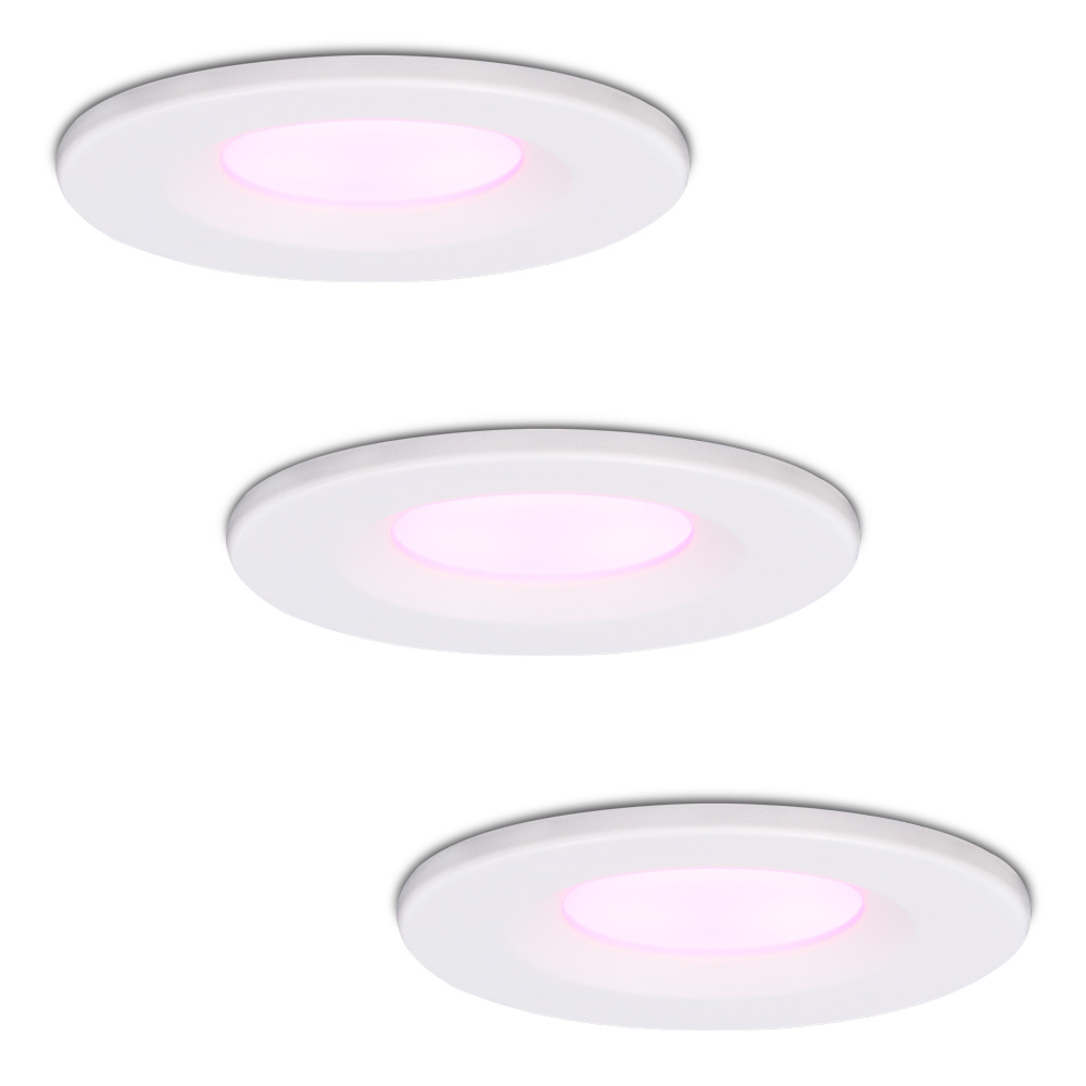 Homeylux Set van 3 Venezia Smart inbouwspots WiFi Bluetooth Bestuurbaar via App RGBWW Dimbaar Wit IP65 Waterdicht Google home , Alexa en Siri Smart spotjes