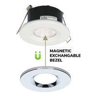 Komplettset 6 Stück dimmbaren LED Einbaustrahlern Chrom Venezia 6 Watt 2700K IP65 inkl. Fernbedienung