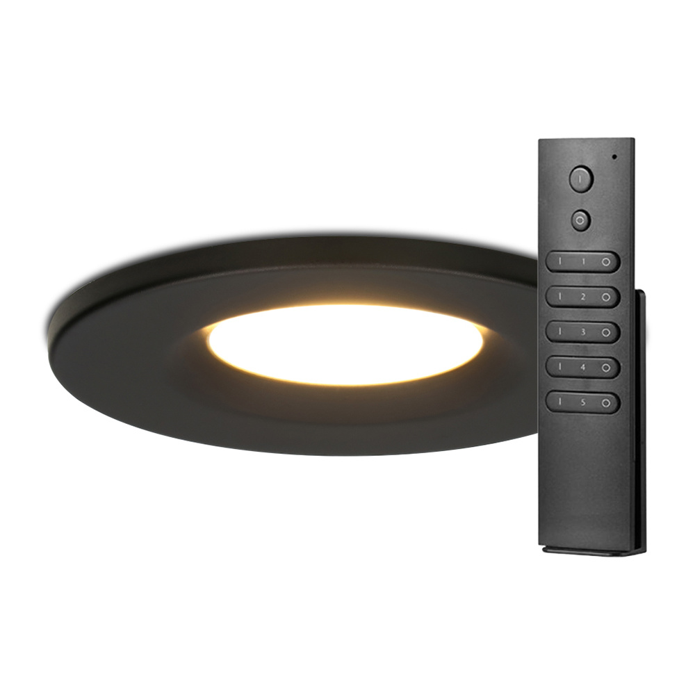 HOFTRONIC™ Set van 12 stuks dimbare LED inbouwspots zwart Venezia 6 Watt 2700K IP65 incl. afstandsbediening