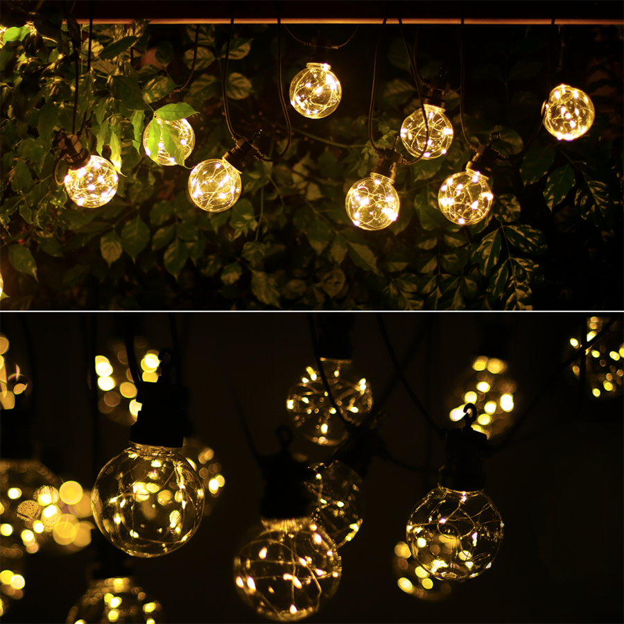etnisch Dek de tafel Redenaar LED String Lights met 10 transparante lampen | IP44 en 8 meter lang