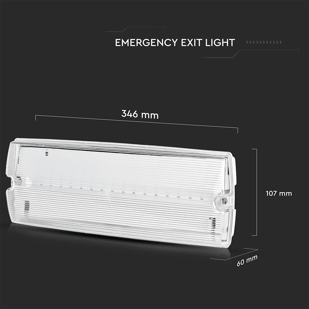 LED Emergency light wall/ceiling mounted 3W 6400K IP65 Incl. pictogram