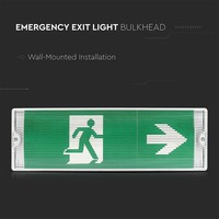 LED Noodverlichting met accu wand-/plafondmontage 3 Watt 6400K IP65 Spatwaterdicht Incl. pictogram met vluchtwegaanduiding