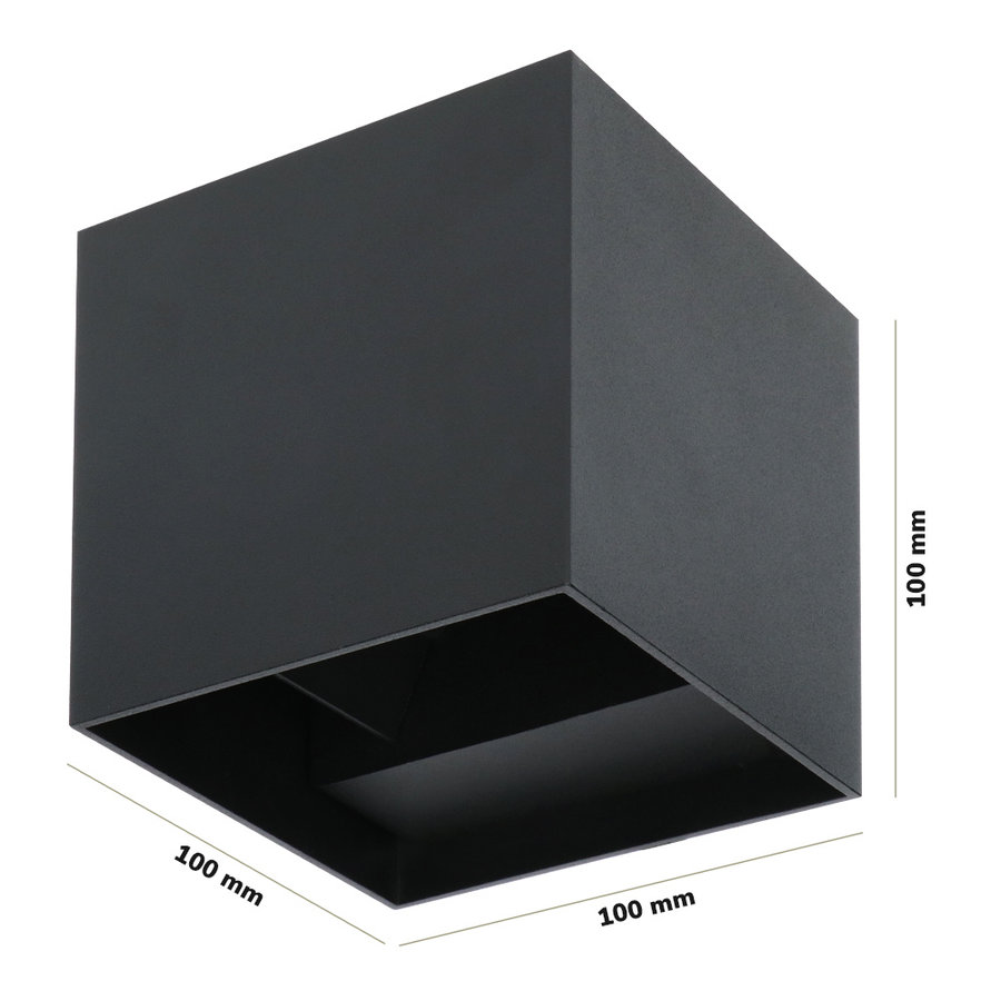 Kansas LED-Wandleuchte - IP65 - 3000K warmweiß - 7 Watt - Up & Down Licht - Würfel - Für den Außen- und Innenbereich - Schwarz