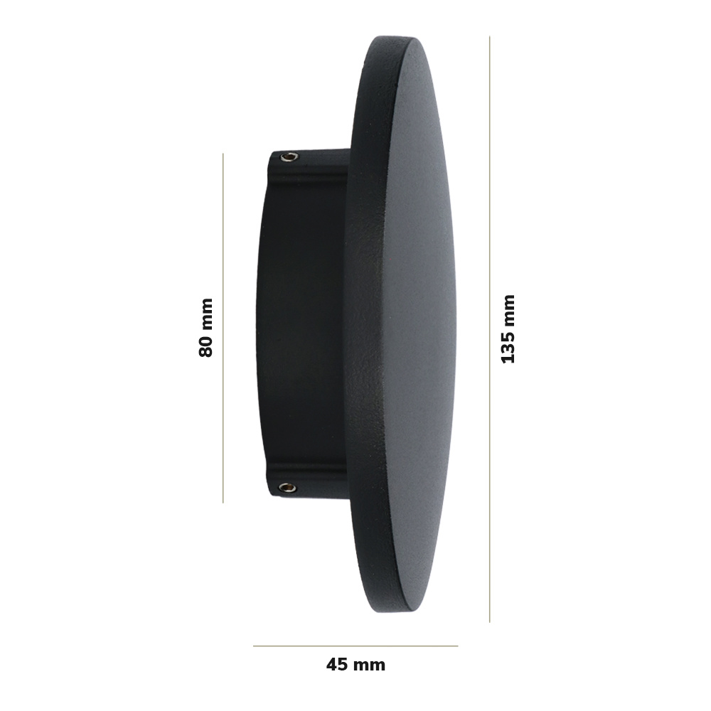 Casper LED Wandlamp Zwart - 3000K warm wit - 6 Watt - Rond - Muurlamp voor binnen en buiten voor binnen en buiten