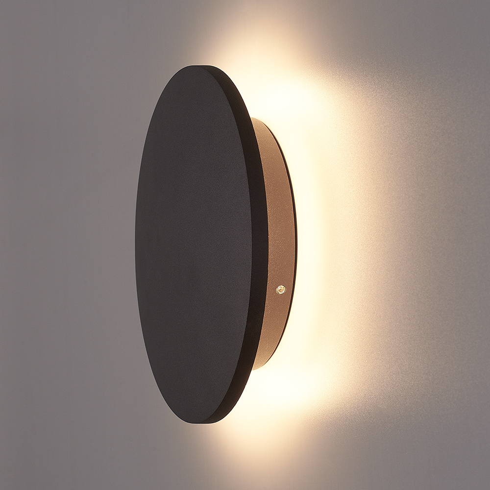 Casper XL LED Wandlamp Zwart - 3000K warm wit - 9 Watt - Rond - Muurlamp voor binnen en buiten voor binnen en buiten