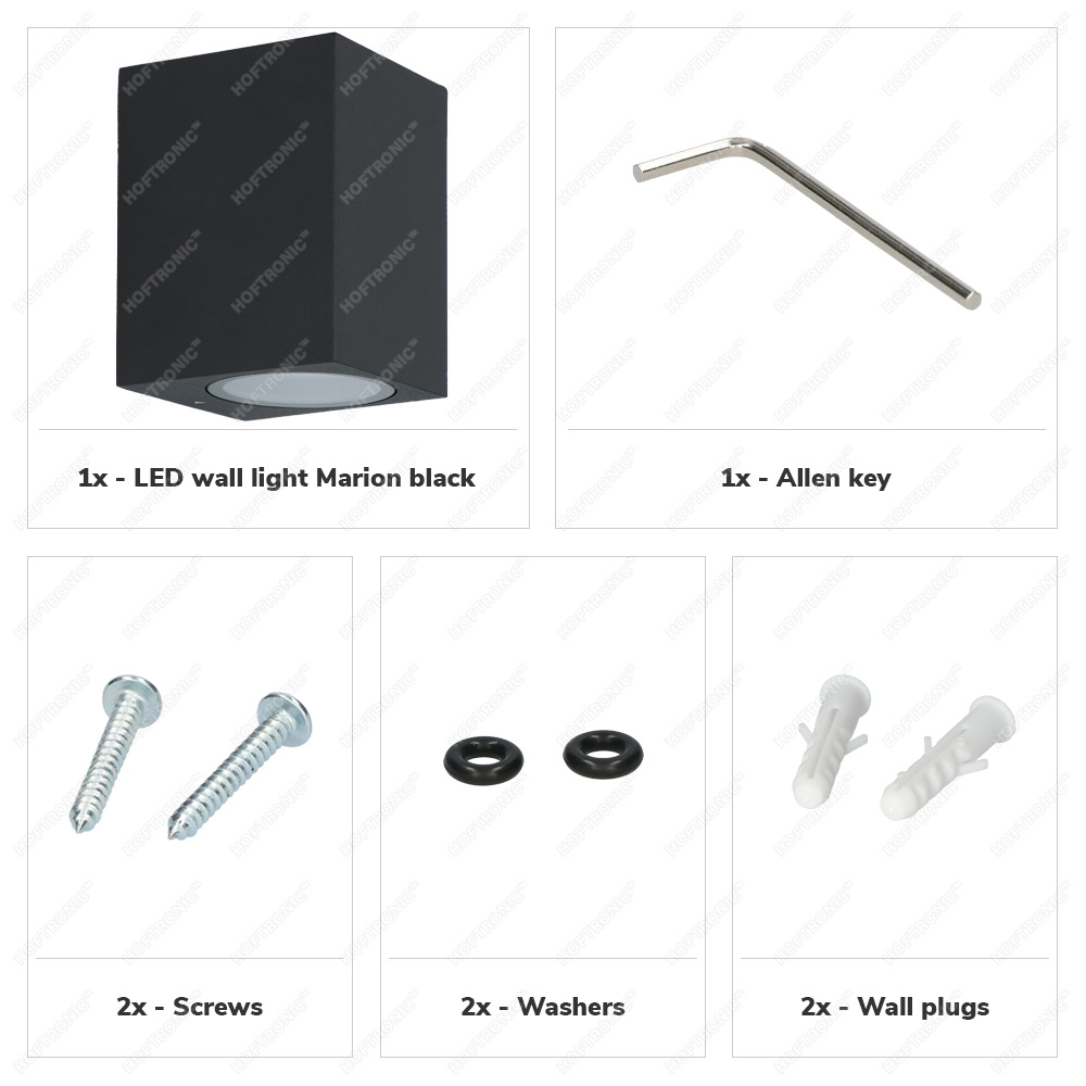 Marion - Dimbare LED wandlamp kubus - Incl. 5 Watt 2700K GU10 spot - IP65 - Zwart - Binnen en buiten - 3 jaar garantie - Kubus Lamp voor binnen en bu