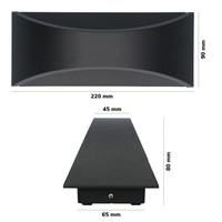 Lowa LED wandlamp - 3000K warm wit - 6 Watt - Up & down light - IP54 voor binnen en buiten - Moderne muurlamp - Tweezijdig - Zwart