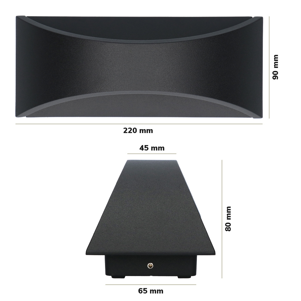 Lowa LED wandlamp - 3000K warm wit - 6 Watt - Up & down light - IP54 voor binnen en buiten - Moderne muurlamp - Tweezijdig - Zwart voor binnen en bui