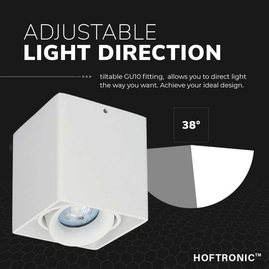 Dimmable mounted ceiling spotlight Esto with GU10 White IP20 tiltable