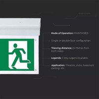LED Noodverlichting met accu opbouwarmatuur 2 Watt 6000K Samsung Incl. pictogram met vluchtwegaanduiding