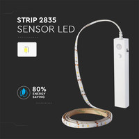 LED Streifen 1 Meter 2,4 Watt 2700K auf Batterie mit Bewegungssensor geeignet als Treppenbeleuchtung