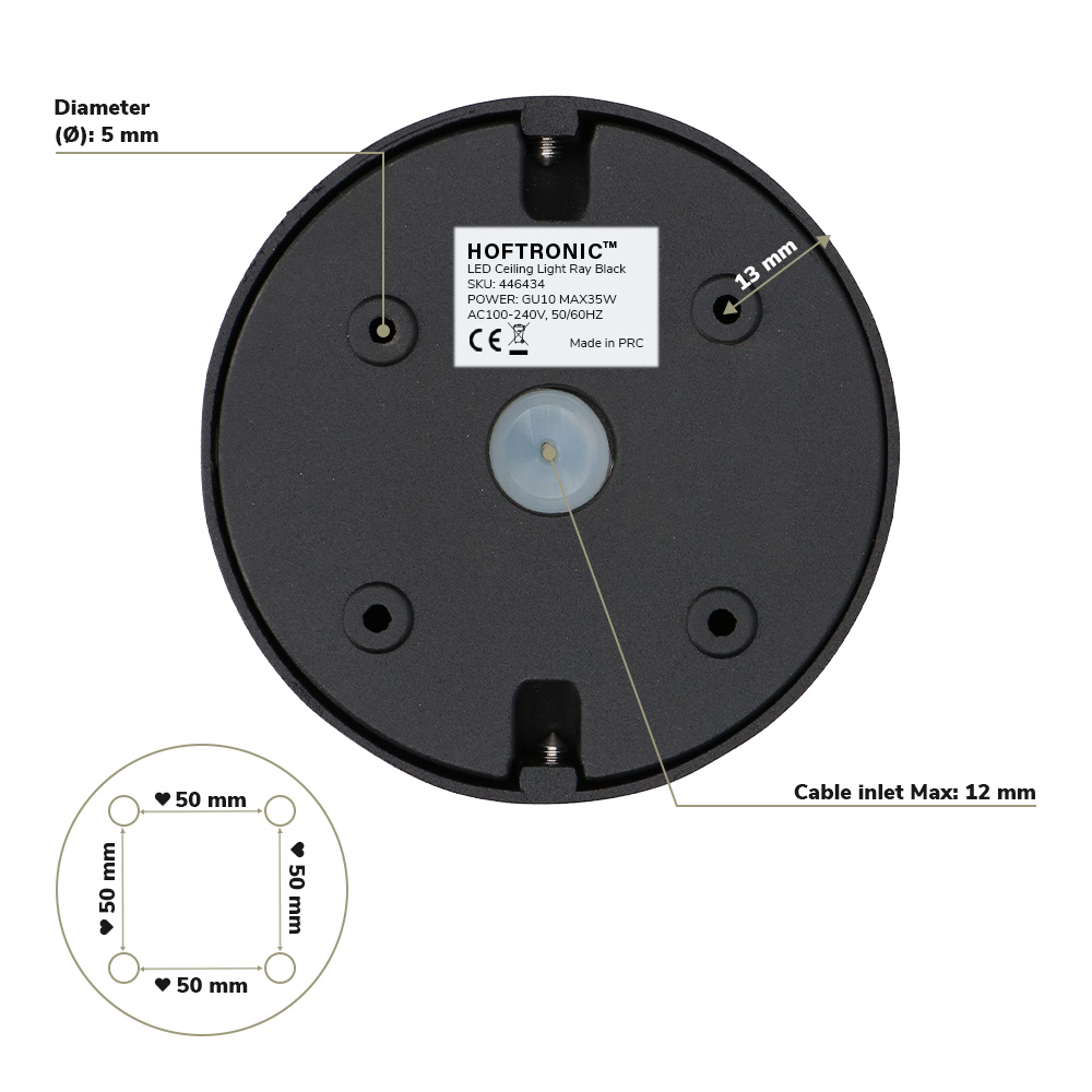Dimbare LED Opbouwspot/plafondspot plafond Ray Zwart IP20 kantelbaar excl. lichtbron