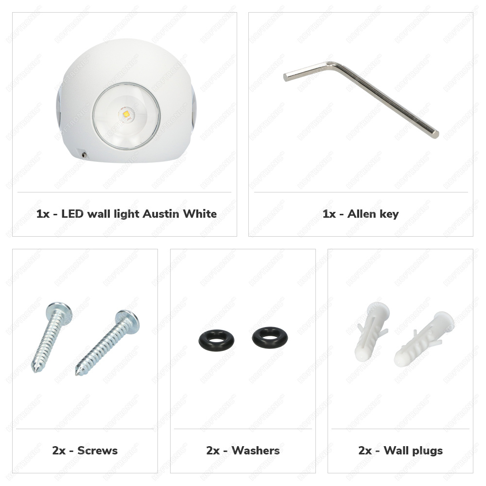 LED Wandlamp Austin wit 4 Watt 3000K 4 Lichts IP54 spatwaterbestendig 3 jaar garantie voor binnen en buiten