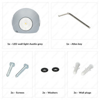 Austin LED wandlamp - 3000K warm wit - Rondom verlicht - Vierzijdig oplichtend - 4 watt - Up & down - Rond - Globe - Voor buiten en binnen - Grijs
