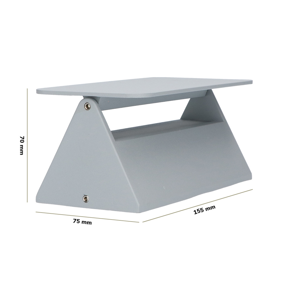 Toledo kantelbare LED wandlamp - 3000K warm wit - 6 Watt - Up & down light - IP54 voor binnen en buiten - Moderne muurlamp - Tweezijdig - Grijs voor