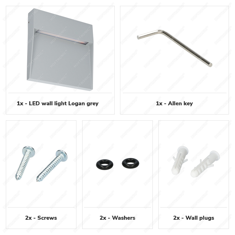 Dimbare LED Wandlamp Logan grijs 6 Watt 3000K IP54 spatwaterbestendig 3 jaar garantie voor binnen en buiten
