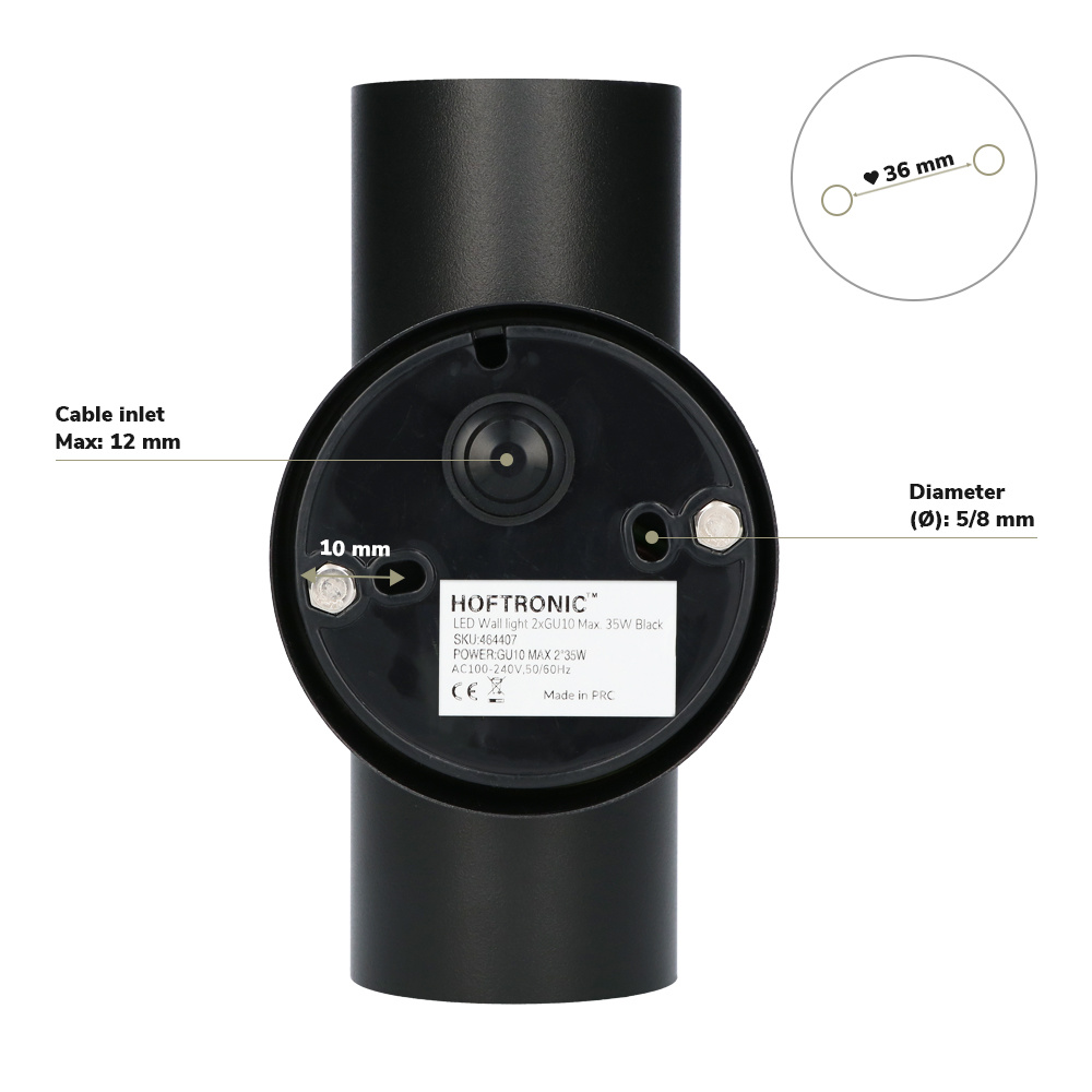 LED Wandlamp Blenda GU10 rond Up & Down light zwart IP44 excl. lichtbron voor binnen en buiten