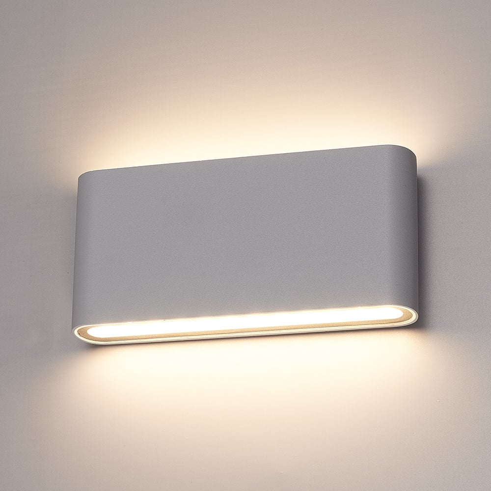 Hofronic Dallas M dimbare LED wandlamp - 3000K warm wit - 12 watt - Up & Down light - Voor binnen en buiten - Grijs