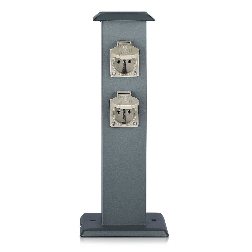 Outdoor socket pole dark grey IP44 4 sockets
