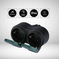 Outdoor socket black IP44 - 2 sockets