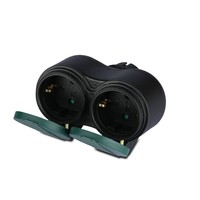 Outdoor socket black IP44 - 2 sockets