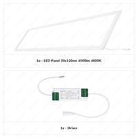 LED Panel - 30x120 cm - 36 Watt - 4500lm (125lm/W) - 4000K - Flicker-free - 5 year warranty
