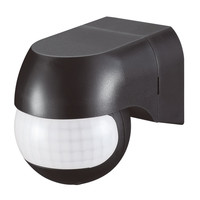 PIR Bewegungsmelder mit Dämmerungsschalter 180° Reichweite 12 Meter Maximal 400 Watt Aufputz Farbe Schwarz IP44