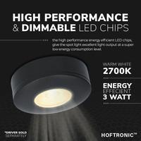 LED Opbouwspot Pavo - Zwart - 3 Watt - 2700K - 260lm - Ø69 mm - Zeer dun 23mm