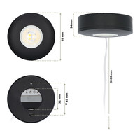 LED Opbouwspot Pavo - Zwart - 3 Watt - 2700K - 260lm - Ø69 mm - Zeer dun 23mm