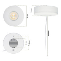 LED Opbouwspot Pavo - Wit - 3 Watt - 2700K - 260lm - Ø69 mm - Zeer dun 23mm