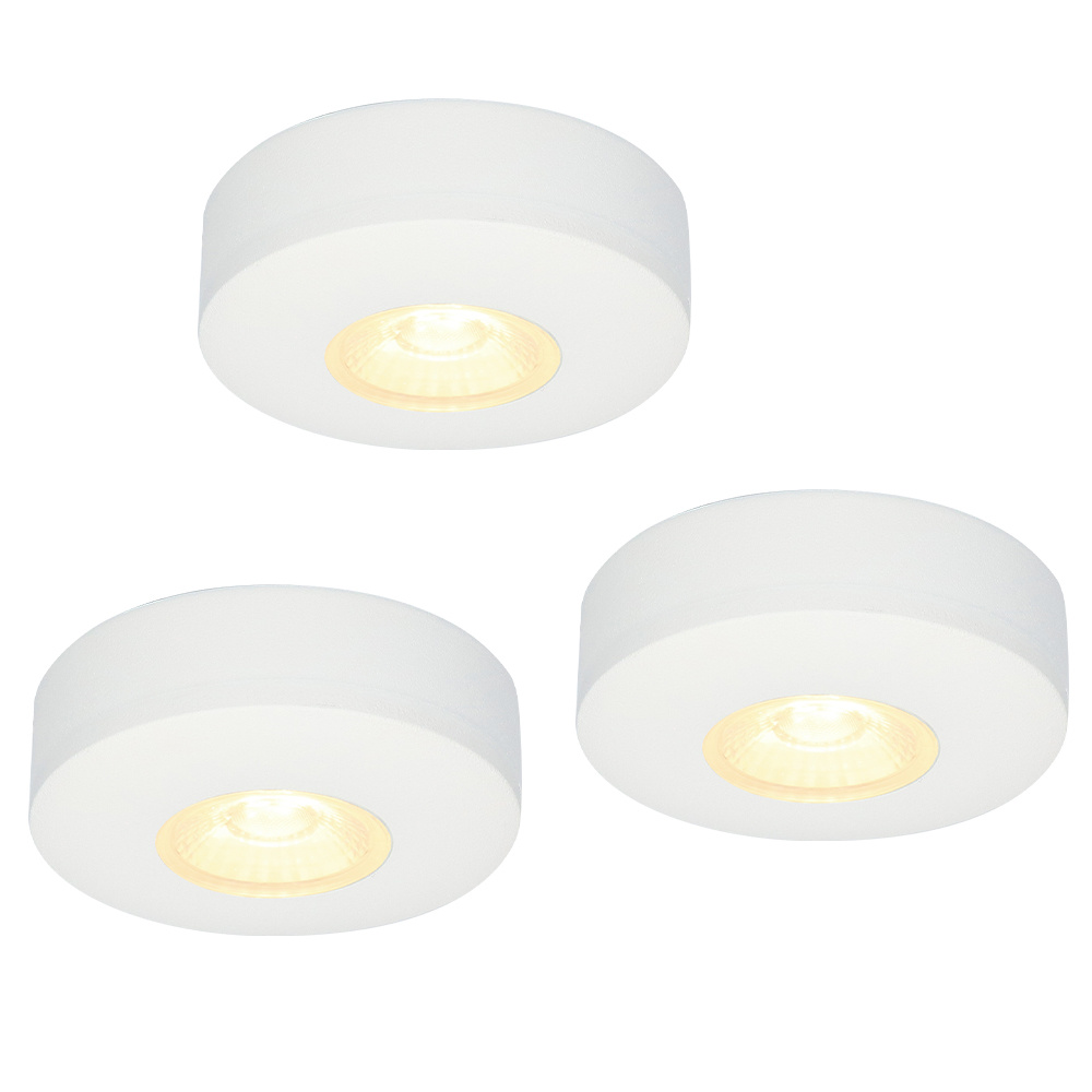 HOFTRONIC Set van 3 LED Opbouwspots Pavo wit 3 Watt 2700K 260lm Ultra dun 23 mm