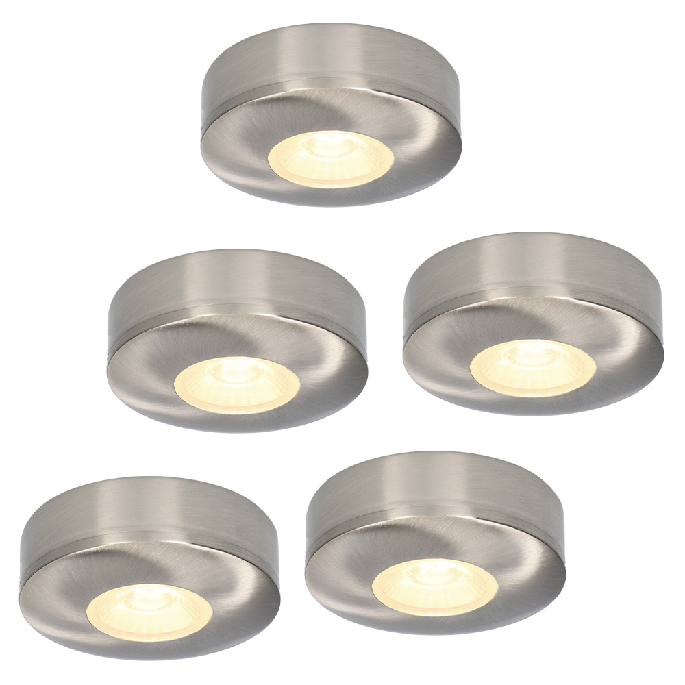 HOFTRONIC™ Set van 5 LED Opbouwspots Pavo RVS 3 Watt 2700K 300lm Ultra dun 23 mm