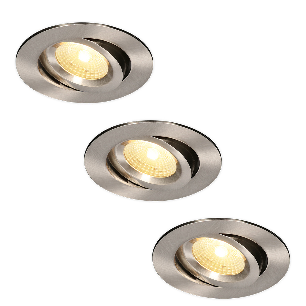 HOFTRONIC Set van 3 LED Inbouwspots Salerno Roestvrij staal 8 Watt 2700K IP44 kantelbaar