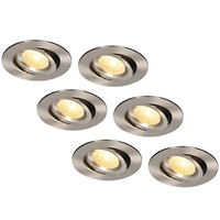 Komplettset 6 Stück LED Einbaustrahler Salerno Edelstahl 8 Watt 2700K IP44 Schwenkbar