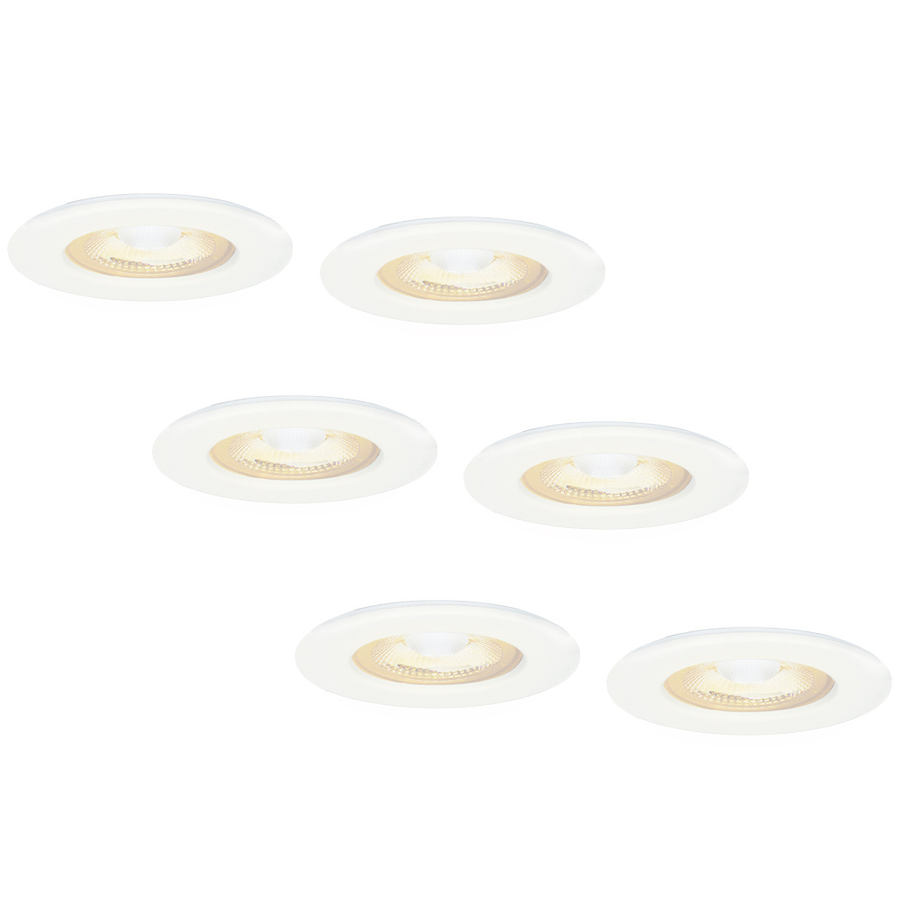 HOFTRONIC 6x Nola dimbare LED inbouwspot - Wit- Lage inbouwdiepte 49mm - 5 Watt - 2700K warm licht -