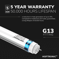 LED T8 Röhre 150 cm 25 Watt 3500 Lumen 6000K Flimmerfrei 140lm/W - 50.000 Brennstunden - 5 Jahre Garantie