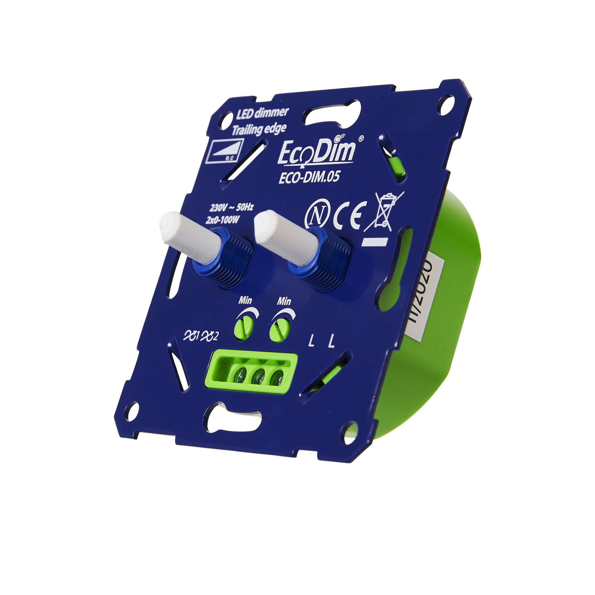 EcoDim ECO-DIM.05 led duo dimmer fase afsnijding 2x100W maximaal