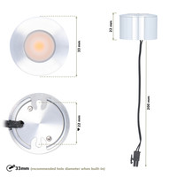 Navarra LED inbouwspot 3 Watt - 200 lumen - 12V DC - 2700K