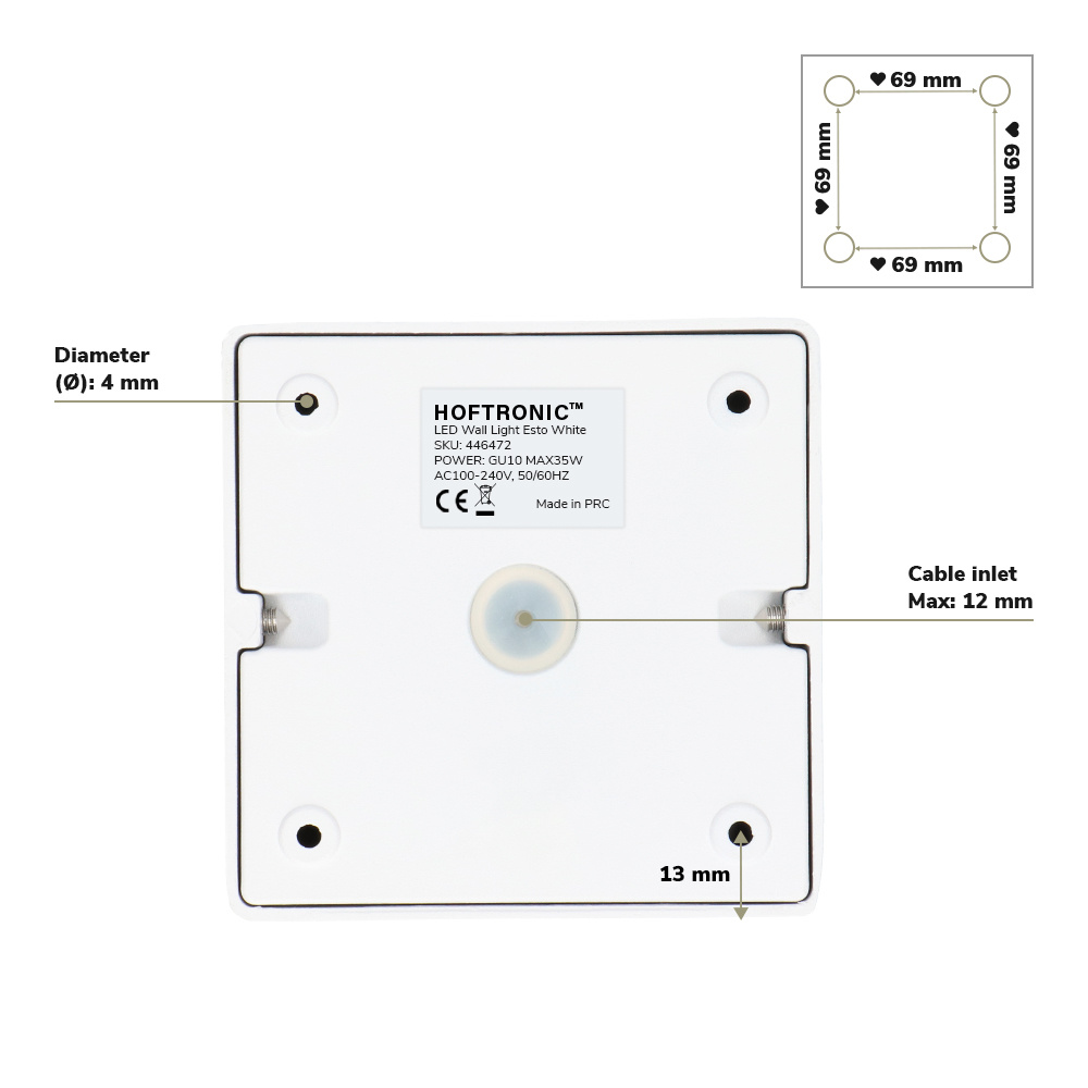 Dimbare LED Opbouwspot/plafondspot plafond Esto Wit incl. GU10 spot 5W 6000K IP20 kantelbaar