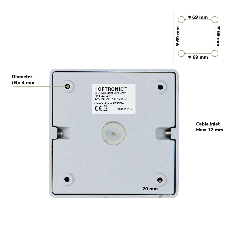 Dimbare LED Opbouwspot/plafondspot plafond Esto Grijs incl. GU10 spot 5W 4000K IP20 kantelbaar