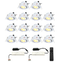 Complete veranda set 14x3W dimbare LED inbouwspots Sienna 2700K IP44 12V