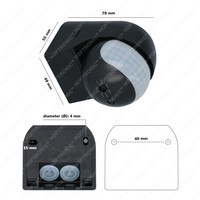 PIR Bewegungsmelder mit Dämmerungsschalter 180° Reichweite 12 Meter Maximal 400 Watt Aufputz Farbe Schwarz IP44