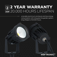 Moderne zwarte LED prikspot Renzo - 15 Watt - Warm wit 3000K - IP65 Waterdicht ideaal als tuinverlichting