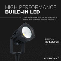 Set of 9 modern black LED pin spot Renzo - 10 Watt - Warm white 3000K - IP65 Waterproof ideal as garden lighting